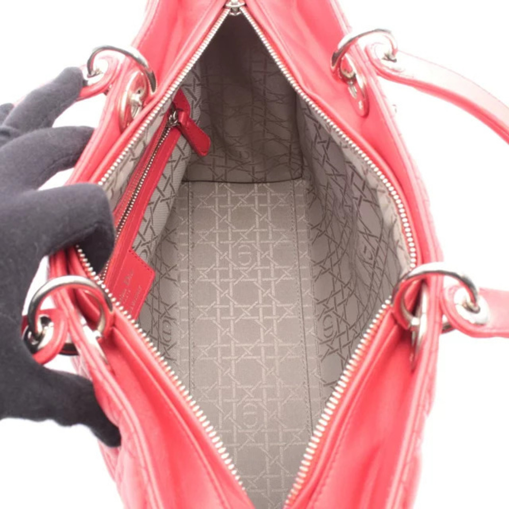Dior Lady Cannage Handbag Leather Red - Picture 3 of 7